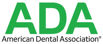 Logo of the American Dental Association with "ADA" in large green letters above "American Dental Association" in black.