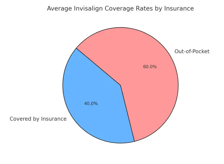 A pie chart shows that Invisalign costs are, on average, 40% invisalign covered by insurance and 60% paid out-of-pocket at Redemption Orthodontics in Tallahassee, FL.
