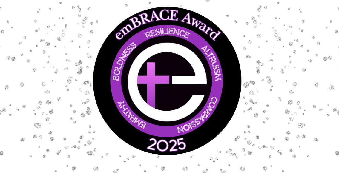 EmBRACE Award 2025 logo for Redemption Orthodontics in Tallahassee, FL; key values circle a central "e" and cross.