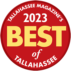 Tallahassee Magazine 2023 A red and yellow badge reads “Tallahassee Magazine’s 2023 Best of Tallahassee” for Redemption Orthodontics in Tallahassee, FL.